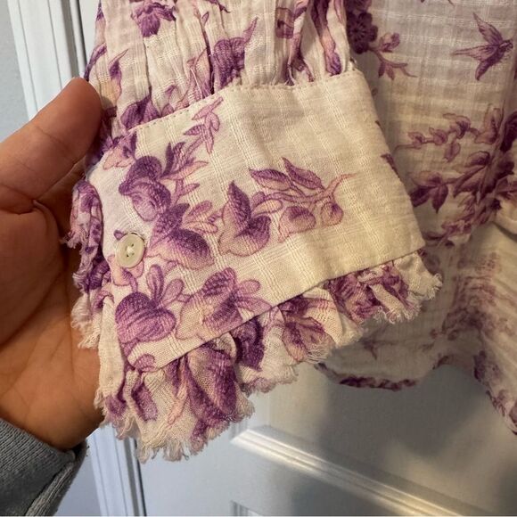 Sundance Chantilly Blooms Birds Novelty Print Cotton Gauze Button Down Shirt L - Picture 8 of 12